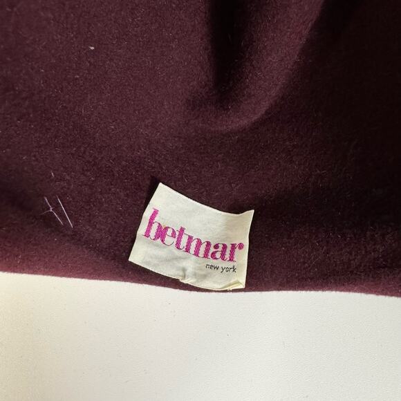 VTG BETMAR New York Fedora Hat For Women 7.5" Felt Wool Wide Brim Pearl Burgundy - Picture 4 of 10